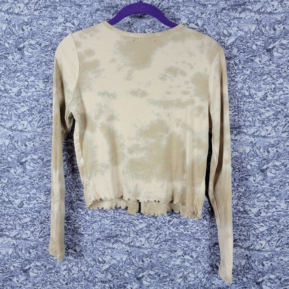 Tie dye tan cropped button up sweatshirt - Picture 2 of 6